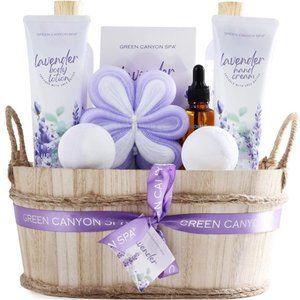 Spa Gift Baskets for Women 11pcs Lavender Bath Gift Set with Body Lotion